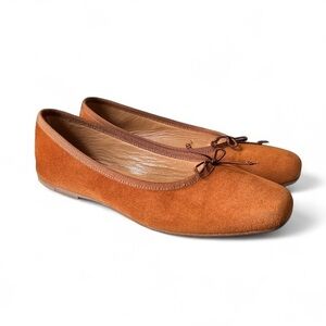 Doên Suede Ballet Flats Chestnut Brown Leather Insoles Size 38